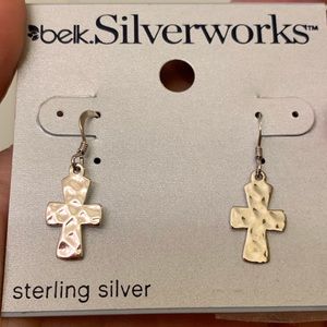 Sterling Silver Cross Dangle Earrings
